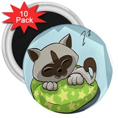 Kitten Kitty Cat Sleeping Sleep 3  Magnets (10 Pack)  by Sapixe