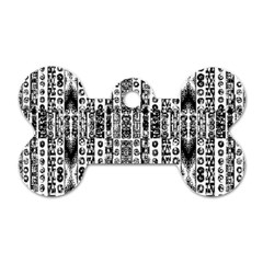 Creative Retro Black And White Abstract Vector Designs By Kiekie Strickland Dog Tag Bone (two Sides) by flipstylezfashionsLLC