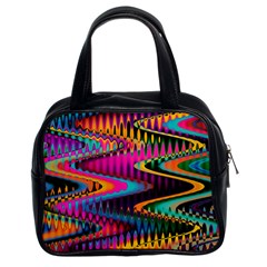 Multicolored Wave Distortion Zigzag Chevrons Classic Handbags (2 Sides) by EDDArt