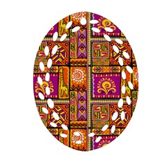 Traditional Africa Border Wallpaper Pattern Colored 3 Oval Filigree Ornament (two Sides) by EDDArt