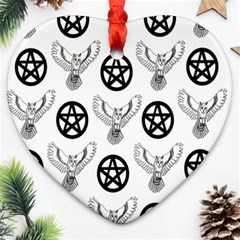 Owls And Pentacles Ornament (heart) by IIPhotographyAndDesigns