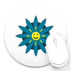 Smiley Flower Round Mousepads by linceazul