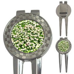 Green Field Of White Daisy Flowers 3-in-1 Golf Divots by FunnyCow