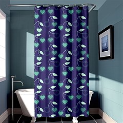 Heart Cherries Blue Shower Curtain 36  X 72  (stall)  by snowwhitegirl