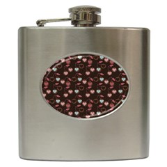 Heart Cherries Brown Hip Flask (6 Oz) by snowwhitegirl