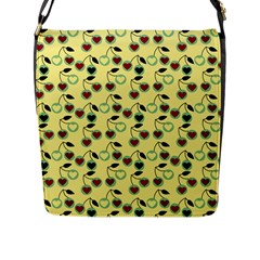 Yellow Heart Cherries Flap Messenger Bag (l)  by snowwhitegirl