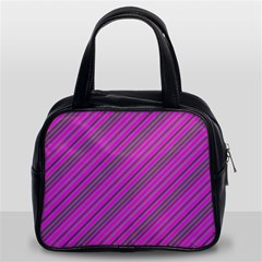 Pink Violet Diagonal Lines Classic Handbags (2 Sides) by snowwhitegirl