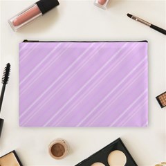 Lilac Diagonal Lines Cosmetic Bag (large) by snowwhitegirl