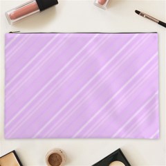 Lilac Diagonal Lines Cosmetic Bag (xxl) by snowwhitegirl