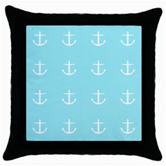 Aqua Anchor Throw Pillow Case (black) by snowwhitegirl