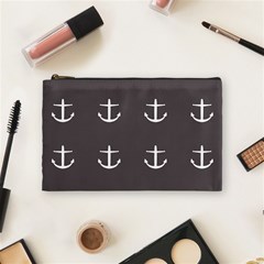 Grey Anchors Cosmetic Bag (medium) by snowwhitegirl