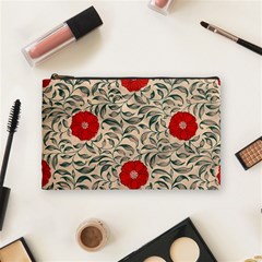 Papanese Floral Red Cosmetic Bag (medium) by snowwhitegirl