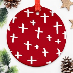 Red White Cross Ornament (round) by snowwhitegirl