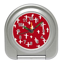 Red White Cross Travel Alarm Clock by snowwhitegirl