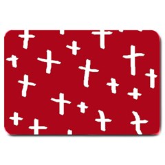 Red White Cross Large Doormat  by snowwhitegirl