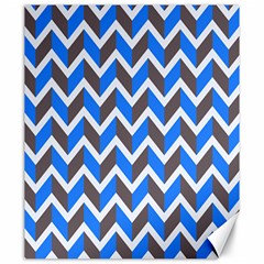 Zigzag Chevron Pattern Blue Grey Canvas 20  X 24   by snowwhitegirl