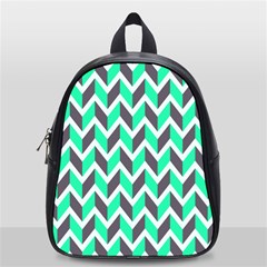 Zigzag Chevron Pattern Green Grey School Bag (small) by snowwhitegirl