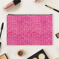 Knitted Wool Bright Pink Cosmetic Bag (large) by snowwhitegirl