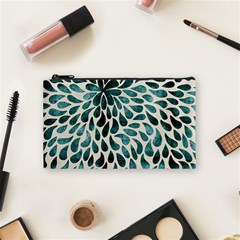 Teal Abstract Swirl Drops Cosmetic Bag (small) by snowwhitegirl