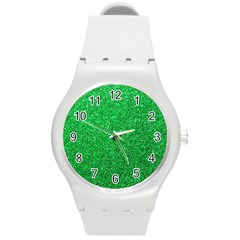 Green Glitter Round Plastic Sport Watch (m) by snowwhitegirl