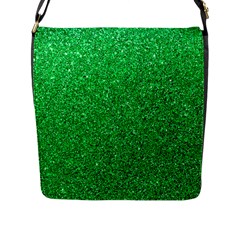 Green Glitter Flap Closure Messenger Bag (l) by snowwhitegirl