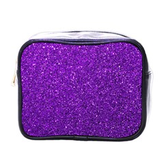 Purple  Glitter Mini Toiletries Bag (one Side) by snowwhitegirl