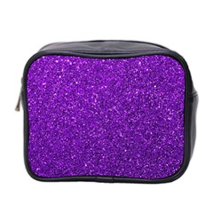 Purple  Glitter Mini Toiletries Bag (two Sides) by snowwhitegirl