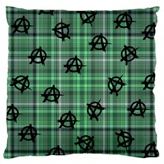 Green  Plaid Anarchy Large Cushion Case (two Sides) by snowwhitegirl