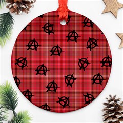 Red Plaid Anarchy Ornament (round) by snowwhitegirl