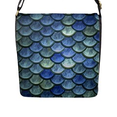 Blue Mermaid Scale Flap Closure Messenger Bag (l) by snowwhitegirl