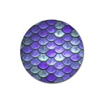 Blue Purple Mermaid Scale Magnet 3  (Round) Front