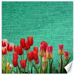 Green Denim Flowers Canvas 12  X 12   by snowwhitegirl