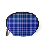 Blue Teal Plaid Accessory Pouch (Small) Back