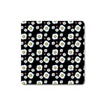 Eggs Black Square Magnet Front