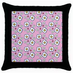 Eggs Pink Throw Pillow Case (black) by snowwhitegirl