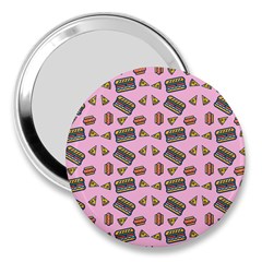 Fast Food Pink 3  Handbag Mirrors by snowwhitegirl