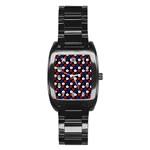 Eye Dots Red Blue Stainless Steel Barrel Watch Front