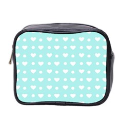 Hearts Dots Blue Mini Toiletries Bag (two Sides) by snowwhitegirl