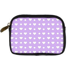 Hearts Dots Purple Digital Camera Leather Case by snowwhitegirl