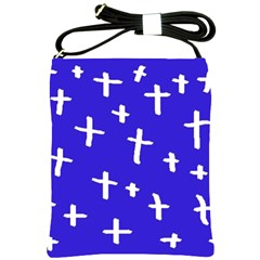 Blue White Cross Shoulder Sling Bag by snowwhitegirl