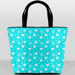 Hearts And Star Dot Blue Bucket Bag by snowwhitegirl