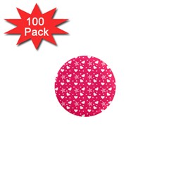 Hearts And Star Dot Pink 1  Mini Magnets (100 Pack)  by snowwhitegirl