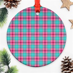 Blue Pink Plaid Ornament (round) by snowwhitegirl