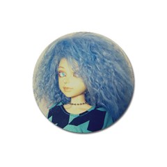 Blue Hair Boy Magnet 3  (round) by snowwhitegirl