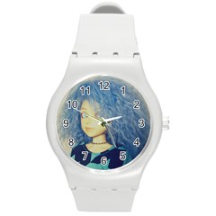 Blue Hair Boy Round Plastic Sport Watch (m) by snowwhitegirl