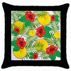 Orange Tropics Throw Pillow Case (black) by snowwhitegirl