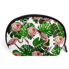 Flamingo Floral White Accessory Pouch (large) by snowwhitegirl