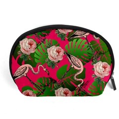 Flamingo Floral Pink Accessory Pouch (large) by snowwhitegirl