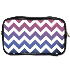 Pink Blue Black Ombre Chevron Toiletries Bag (two Sides) by snowwhitegirl