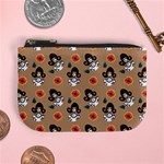 Girl With Dress Beige Mini Coin Purse Front